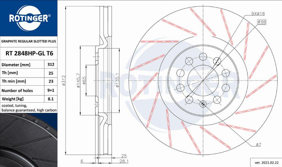 Rotinger RT 2848HP-GL T6 - Bremsscheibe alexcarstop-ersatzteile.com