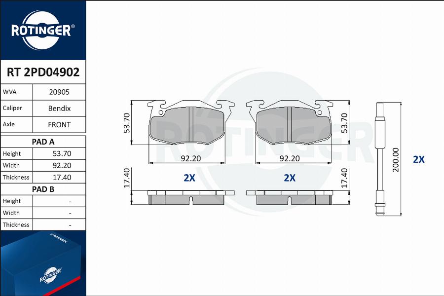 Rotinger RT 2PD04902 - Bremsbelagsatz, Scheibenbremse alexcarstop-ersatzteile.com