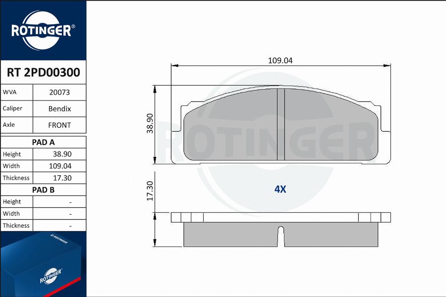 Rotinger RT 2PD00300 - Bremsbelagsatz, Scheibenbremse alexcarstop-ersatzteile.com