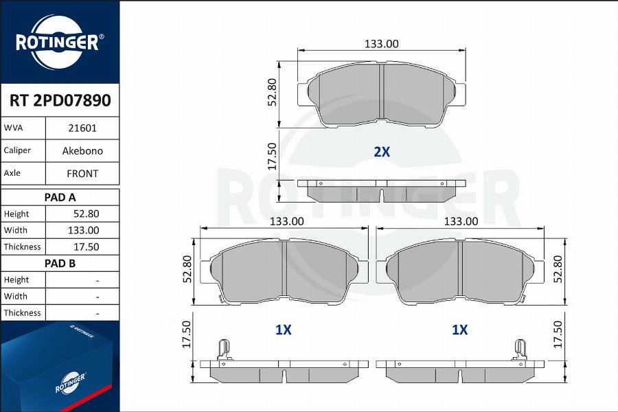 Rotinger RT 2PD07890 - Bremsbelagsatz, Scheibenbremse alexcarstop-ersatzteile.com