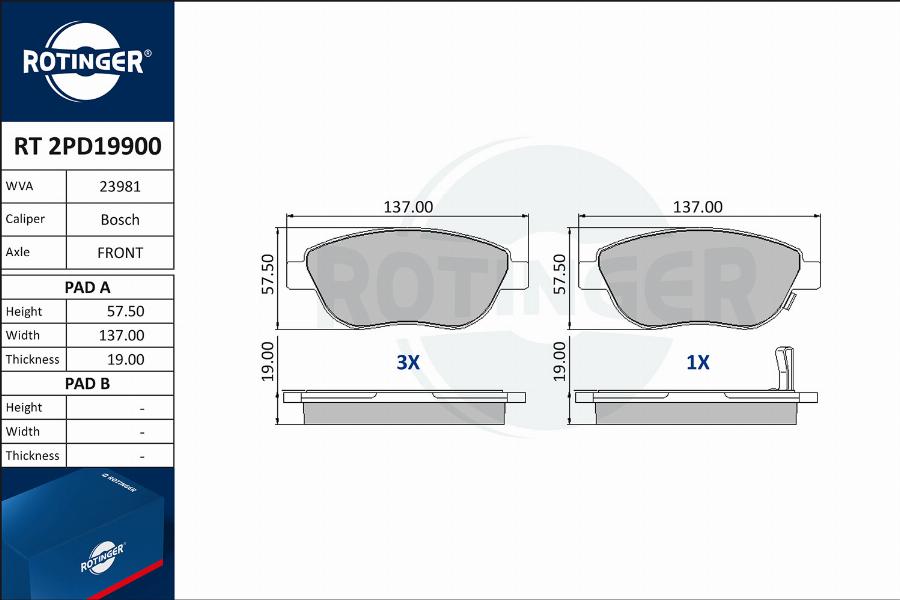 Rotinger RT 2PD19900 - Bremsbelagsatz, Scheibenbremse alexcarstop-ersatzteile.com