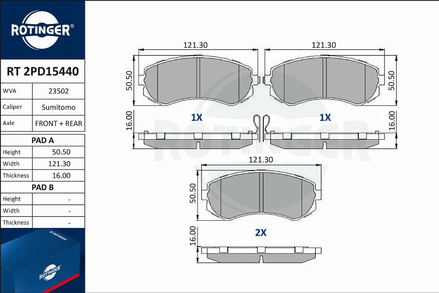 Rotinger RT 2PD15440 - Bremsbelagsatz, Scheibenbremse alexcarstop-ersatzteile.com