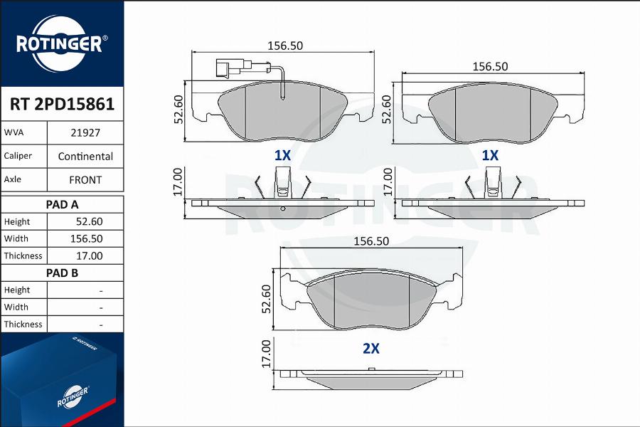 Rotinger RT 2PD15861 - Bremsbelagsatz, Scheibenbremse alexcarstop-ersatzteile.com