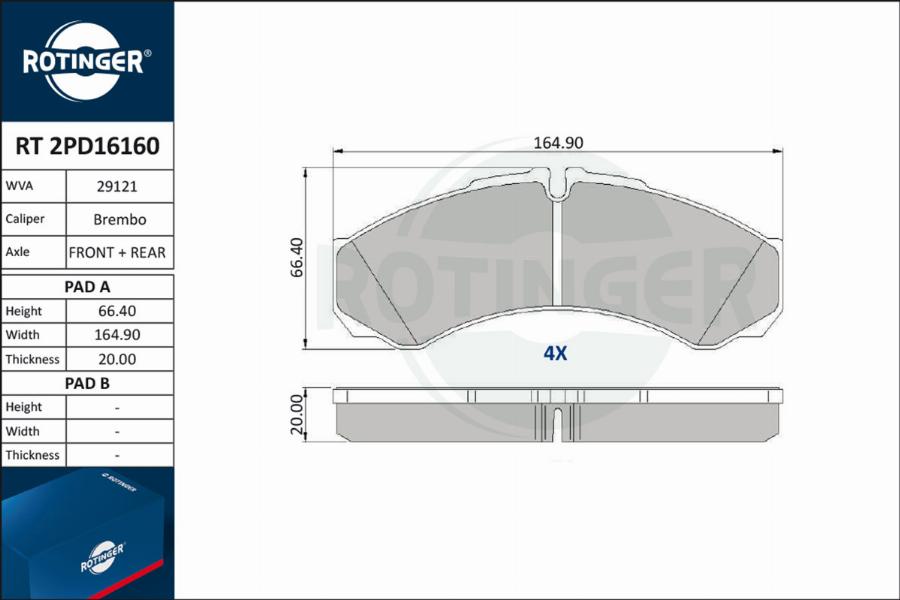 Rotinger RT 2PD16160 - Bremsbelagsatz, Scheibenbremse alexcarstop-ersatzteile.com