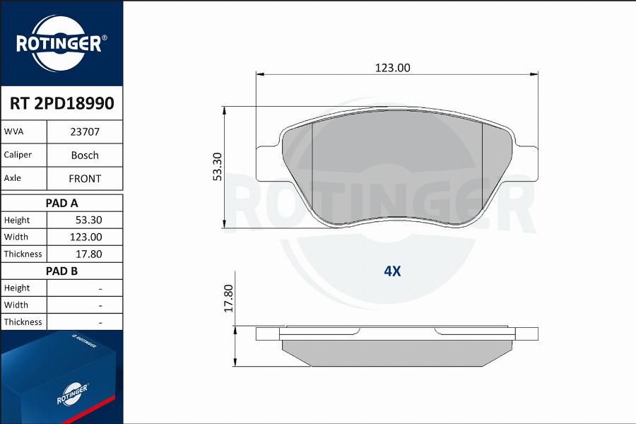 Rotinger RT 2PD18990 - Bremsbelagsatz, Scheibenbremse alexcarstop-ersatzteile.com