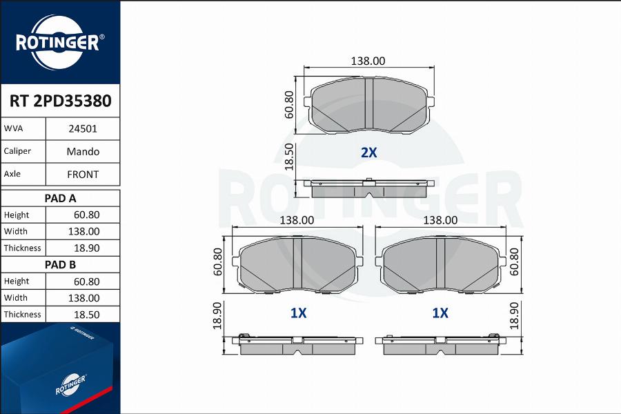 Rotinger RT 2PD35380 - Bremsbelagsatz, Scheibenbremse alexcarstop-ersatzteile.com