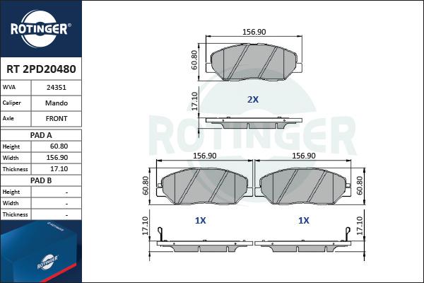 Rotinger RT 2PD20480 - Bremsbelagsatz, Scheibenbremse alexcarstop-ersatzteile.com