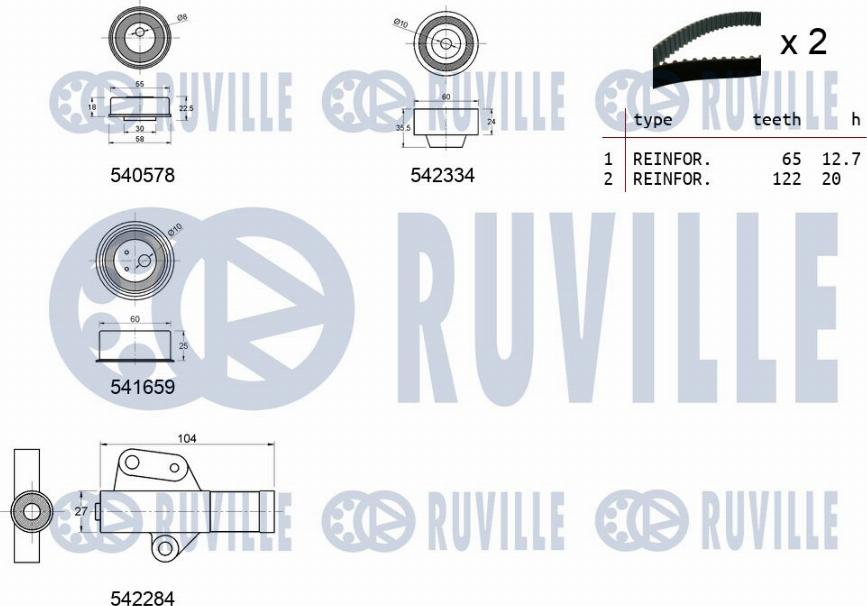 Ruville 550410 - Zahnriemensatz alexcarstop-ersatzteile.com