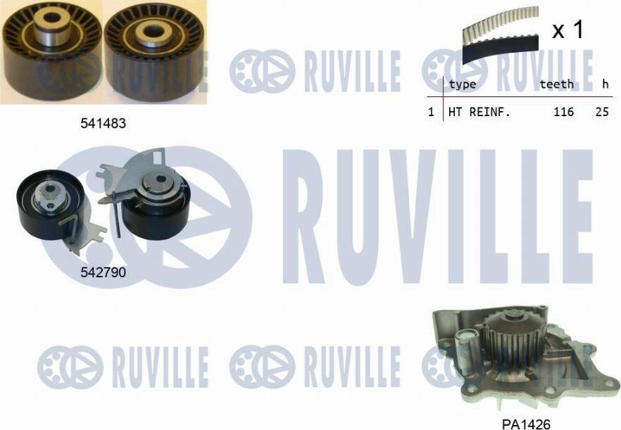 Ruville 5504271 - Wasserpumpe + Zahnriemensatz alexcarstop-ersatzteile.com