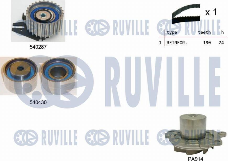 Ruville 5500451 - Wasserpumpe + Zahnriemensatz alexcarstop-ersatzteile.com