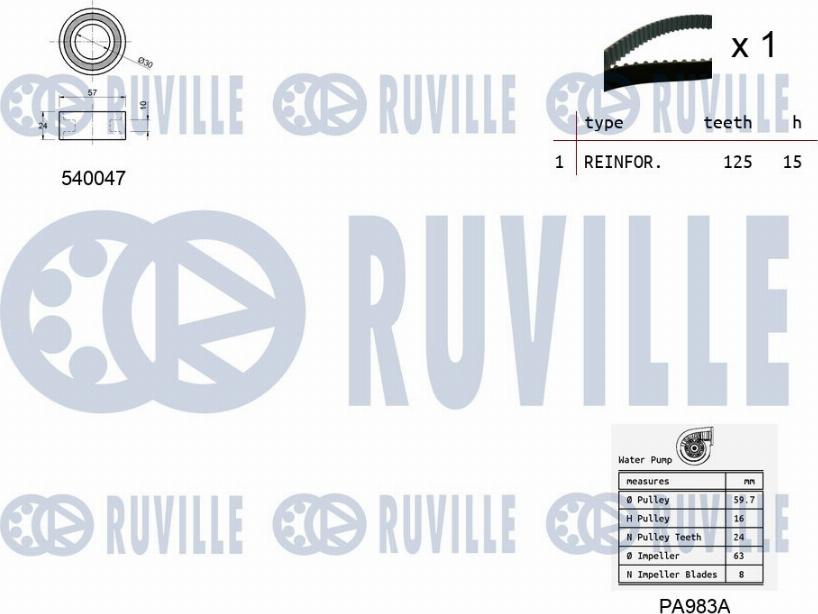 Ruville 5500481 - Wasserpumpe + Zahnriemensatz alexcarstop-ersatzteile.com