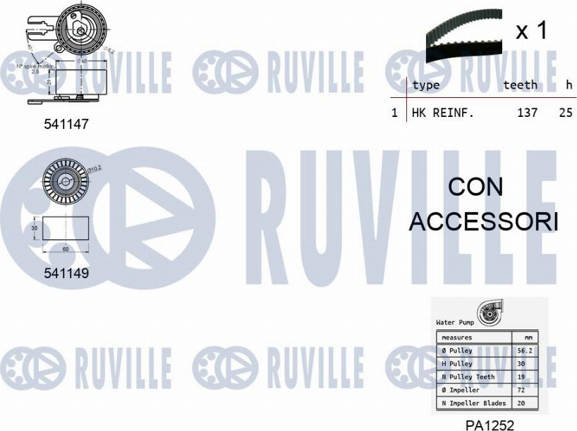 Ruville 5500581 - Wasserpumpe + Zahnriemensatz alexcarstop-ersatzteile.com