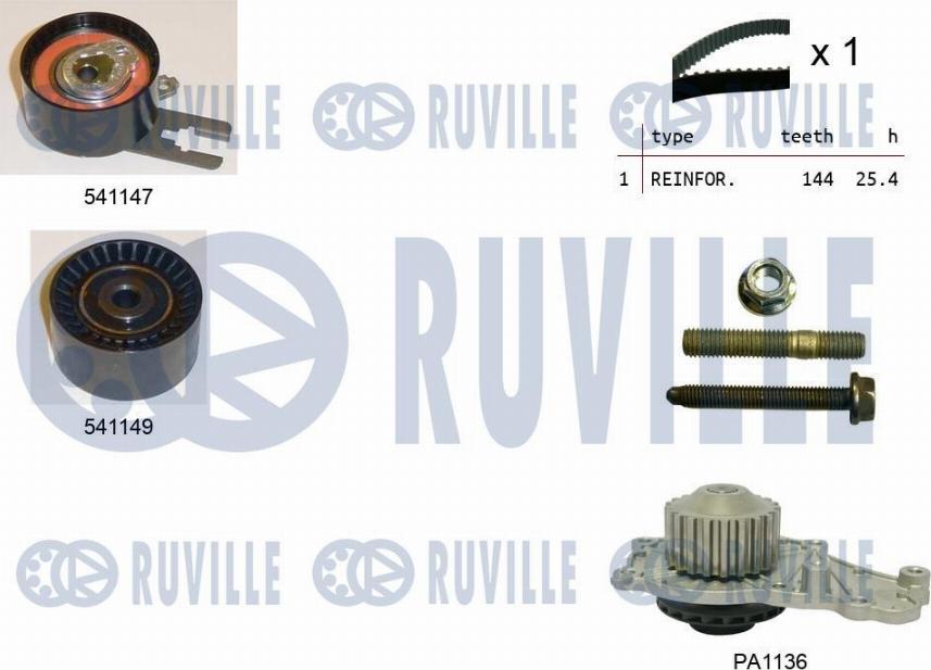 Ruville 5500521 - Wasserpumpe + Zahnriemensatz alexcarstop-ersatzteile.com