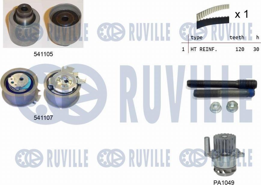 Ruville 5500613 - Wasserpumpe + Zahnriemensatz alexcarstop-ersatzteile.com