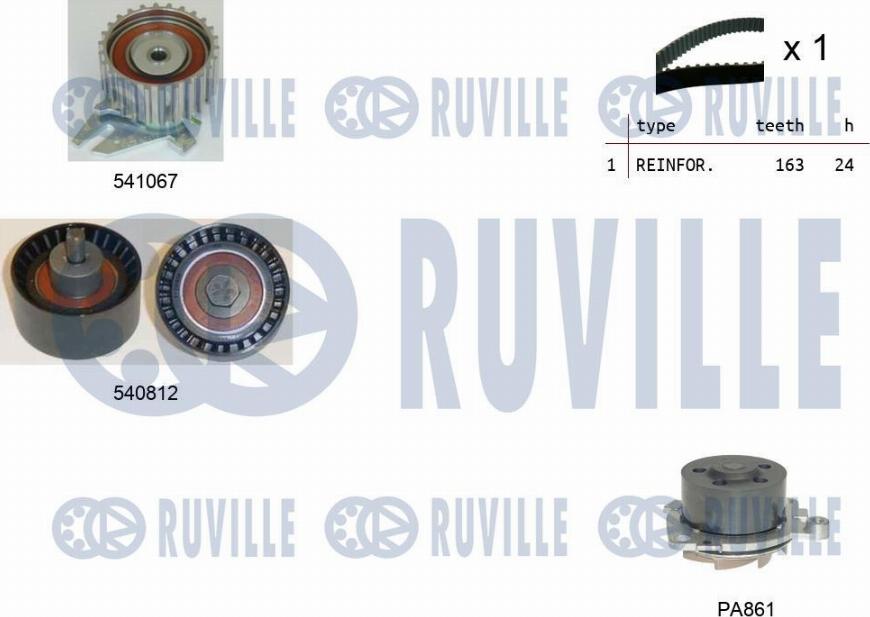 Ruville 5501021 - Wasserpumpe + Zahnriemensatz alexcarstop-ersatzteile.com