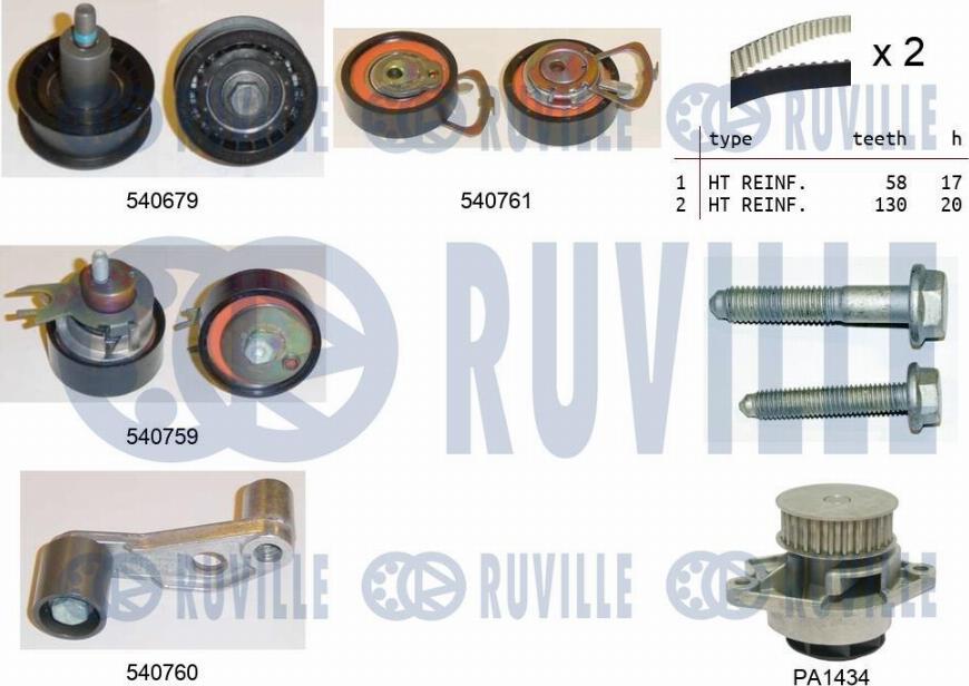 Ruville 5501161 - Wasserpumpe + Zahnriemensatz alexcarstop-ersatzteile.com