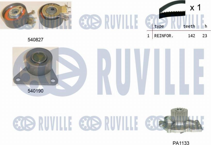 Ruville 5501101 - Wasserpumpe + Zahnriemensatz alexcarstop-ersatzteile.com