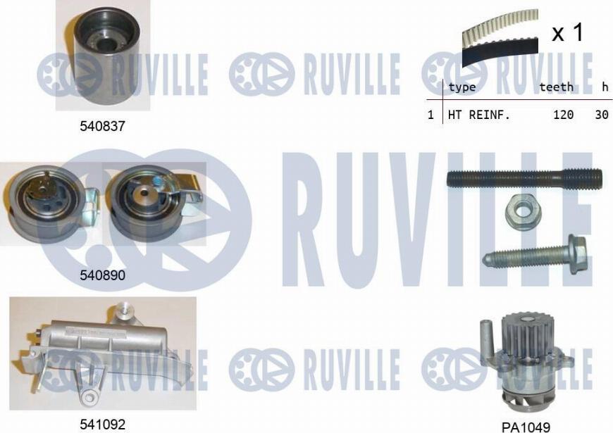 Ruville 5501382 - Wasserpumpe + Zahnriemensatz alexcarstop-ersatzteile.com