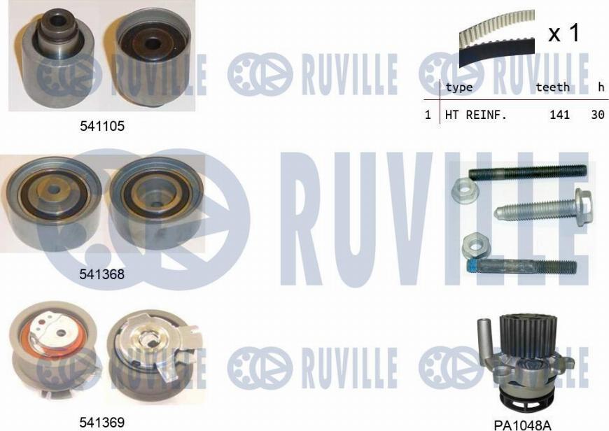 Ruville 5501261 - Wasserpumpe + Zahnriemensatz alexcarstop-ersatzteile.com