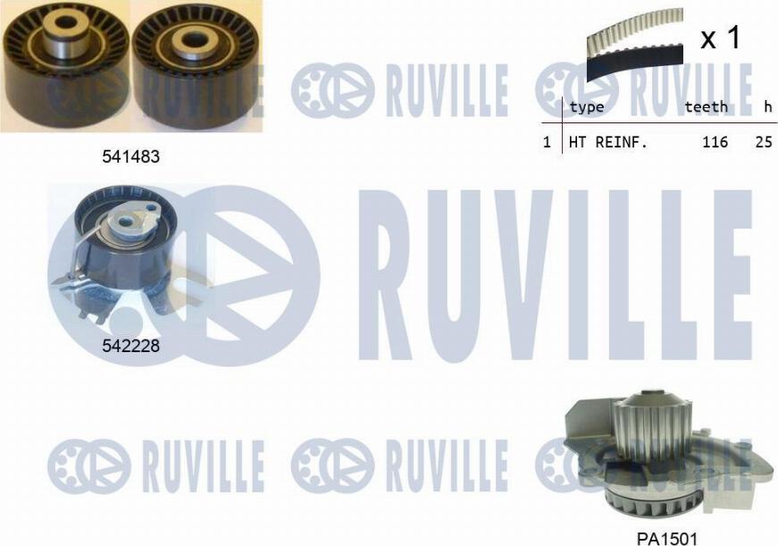 Ruville 5503671 - Wasserpumpe + Zahnriemensatz alexcarstop-ersatzteile.com