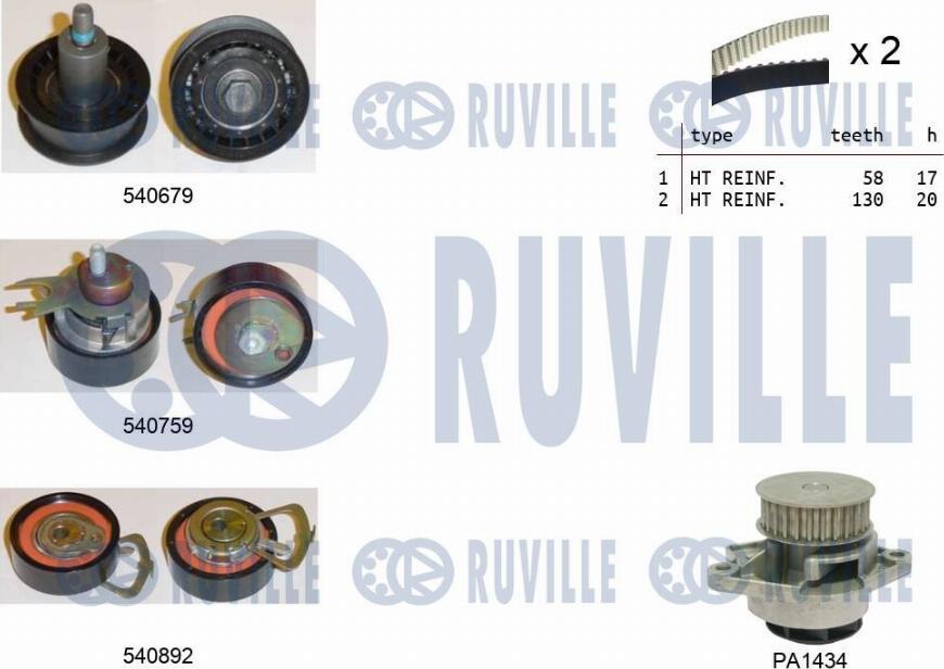 Ruville 5503811 - Wasserpumpe + Zahnriemensatz alexcarstop-ersatzteile.com