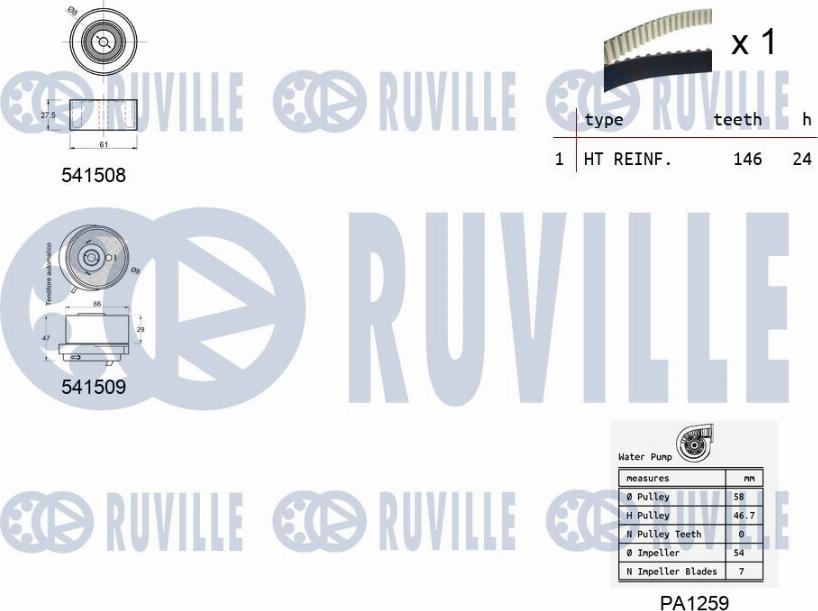 Ruville 5503201 - Wasserpumpe + Zahnriemensatz alexcarstop-ersatzteile.com