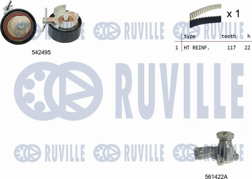 Ruville 5503741 - Wasserpumpe + Zahnriemensatz alexcarstop-ersatzteile.com