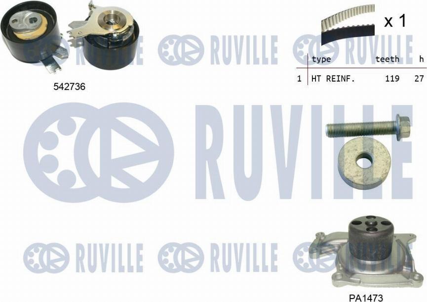 Ruville 5505011 - Wasserpumpe + Zahnriemensatz alexcarstop-ersatzteile.com