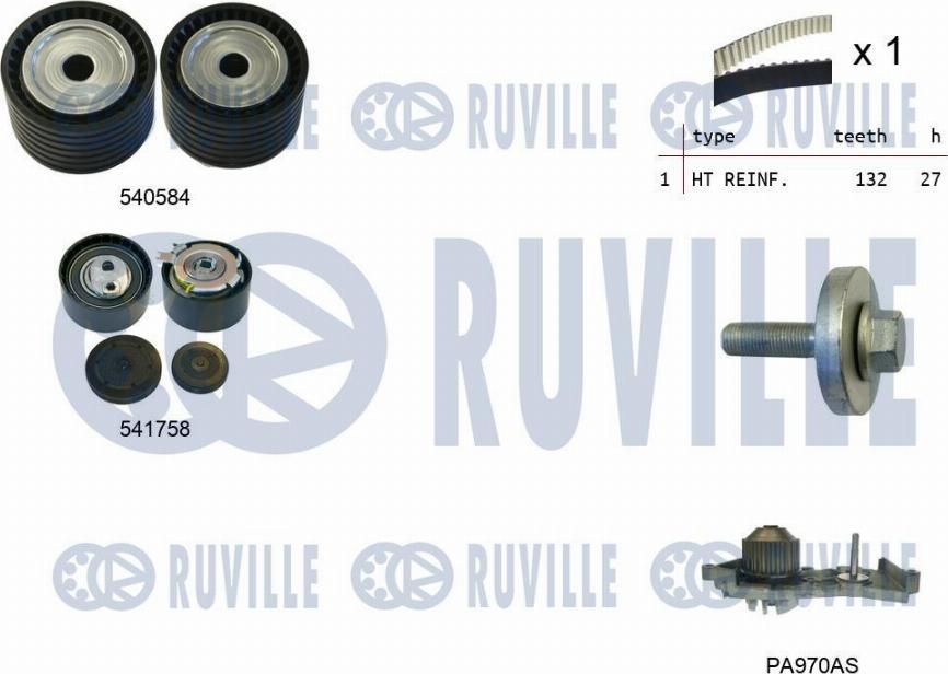 Ruville 5502981 - Wasserpumpe + Zahnriemensatz alexcarstop-ersatzteile.com