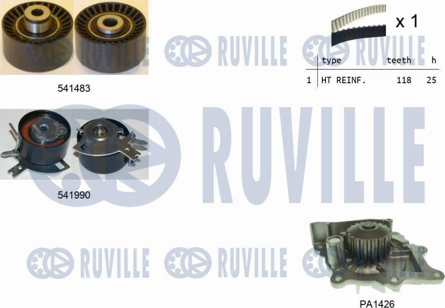 Ruville 5502801 - Wasserpumpe + Zahnriemensatz alexcarstop-ersatzteile.com