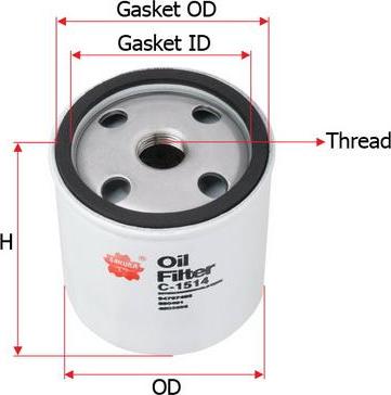 SAKURA Automotive C-1514 - Ölfilter alexcarstop-ersatzteile.com