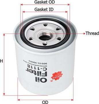 SAKURA Automotive C-1118 - Ölfilter alexcarstop-ersatzteile.com