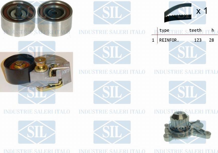 Saleri SIL K1PA1454 - Wasserpumpe + Zahnriemensatz alexcarstop-ersatzteile.com