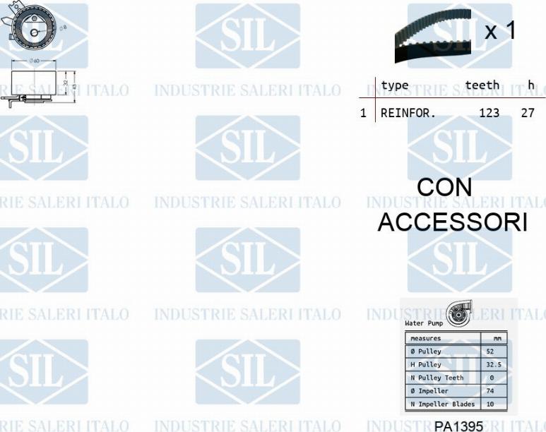 Saleri SIL K1PA1395 - Wasserpumpe + Zahnriemensatz alexcarstop-ersatzteile.com