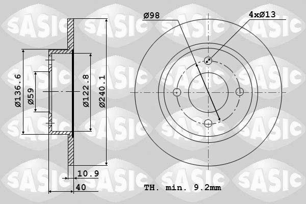 Sasic 9004388J - Bremsscheibe alexcarstop-ersatzteile.com