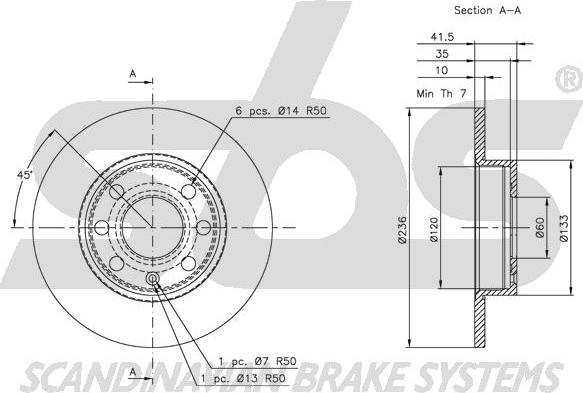 SBS 1815203605 - Bremsscheibe alexcarstop-ersatzteile.com