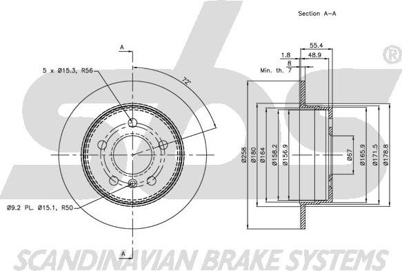 SBS 1815.203374 - Bremsscheibe alexcarstop-ersatzteile.com