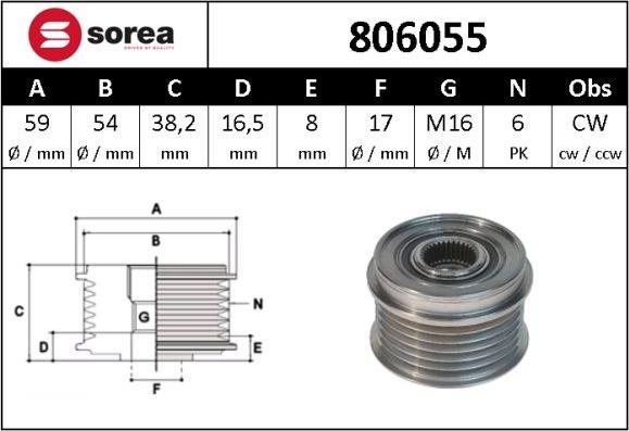 Sera 806055 - Riemenscheibe, Generator alexcarstop-ersatzteile.com