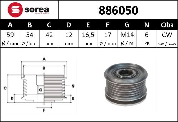 Sera 886050 - Riemenscheibe, Generator alexcarstop-ersatzteile.com