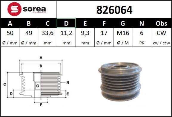 Sera 826064 - Riemenscheibe, Generator alexcarstop-ersatzteile.com