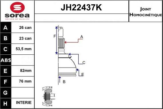 Sera JH22437K - Gelenksatz, Antriebswelle alexcarstop-ersatzteile.com