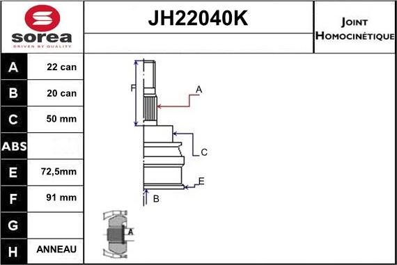 Sera JH22040K - Gelenksatz, Antriebswelle alexcarstop-ersatzteile.com