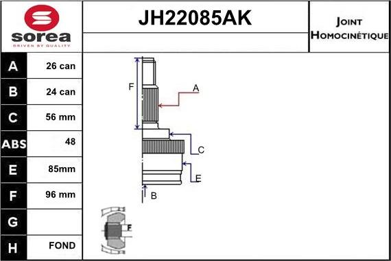 Sera JH22085AK - Gelenksatz, Antriebswelle alexcarstop-ersatzteile.com