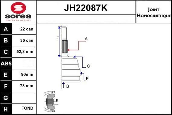 Sera JH22087K - Gelenksatz, Antriebswelle alexcarstop-ersatzteile.com