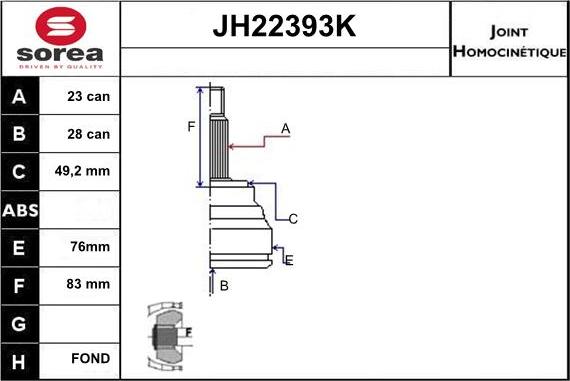 Sera JH22393K - Gelenksatz, Antriebswelle alexcarstop-ersatzteile.com