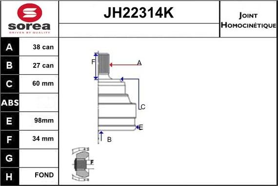 Sera JH22314K - Gelenksatz, Antriebswelle alexcarstop-ersatzteile.com