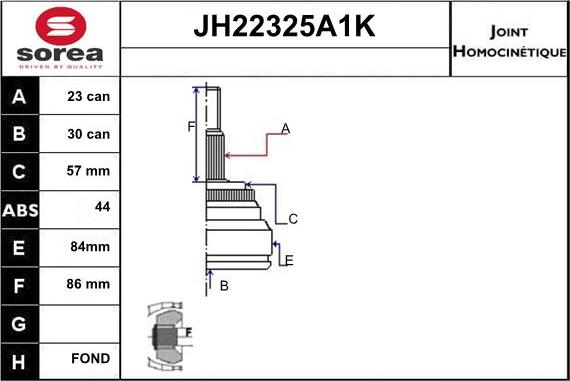 Sera JH22325A1K - Gelenksatz, Antriebswelle alexcarstop-ersatzteile.com