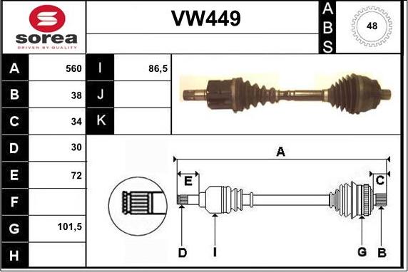 Sera VW449 - Antriebswelle alexcarstop-ersatzteile.com