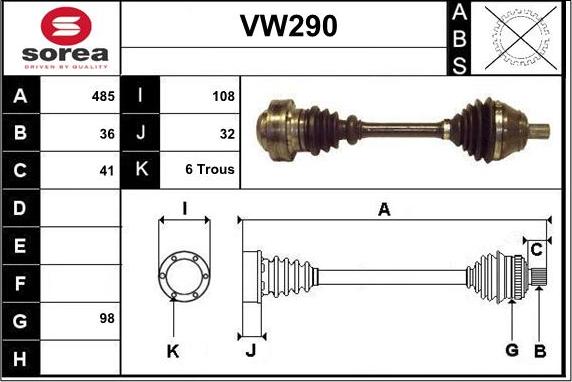 Sera VW290 - Antriebswelle alexcarstop-ersatzteile.com