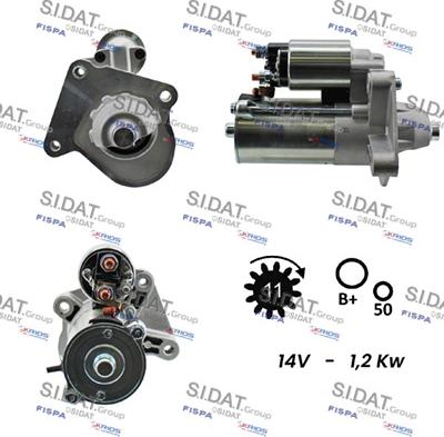 Sidat S12VS0193 - Starter alexcarstop-ersatzteile.com